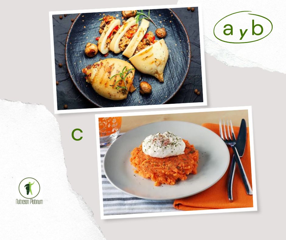 calamares rellenos de verduras con pure de boniato